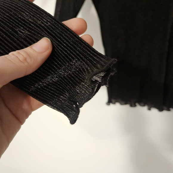 Princess Polly Black Ribbed Sheer Long Sleeve Top - Picture 3 of 7